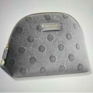 NEW Kate Spade Fragrance Toiletry Cosmetic Pouch Gray Polka Dot NWT with tags